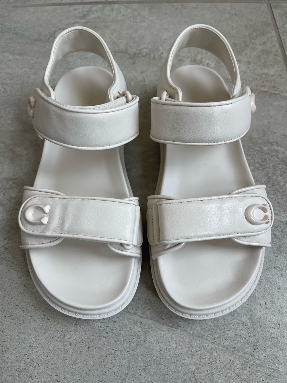 Coach Women's Cream Leather Velcro Brynn Sandals